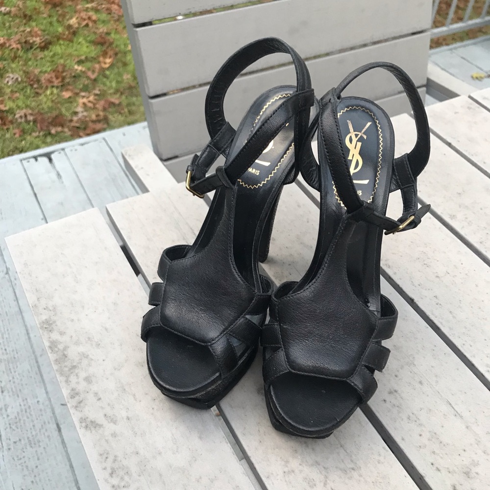 YSL black tribute heels